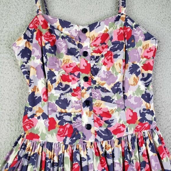 Vintage Laura Ashley Sun Dress Floral Sleeveless Cotton Size 8 Garden Party - Picture 4 of 12